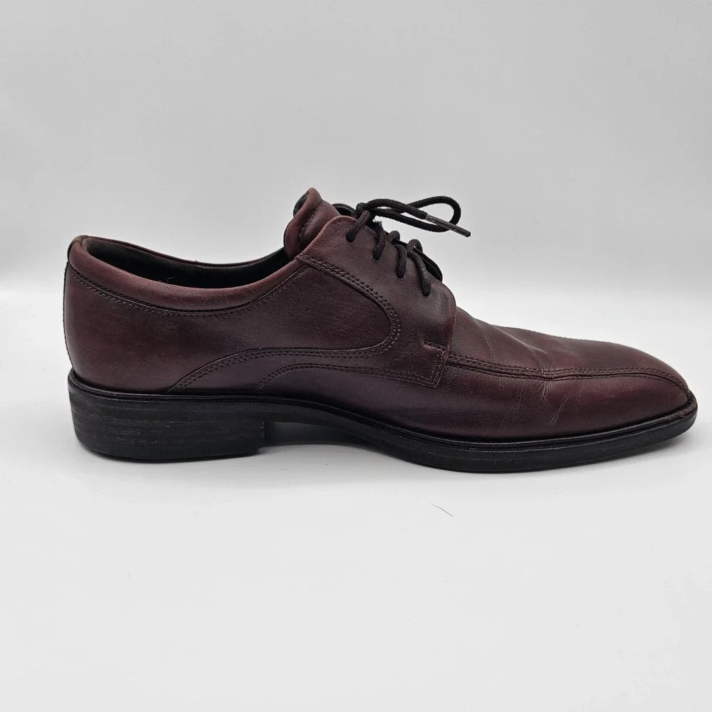 Ecco Shoes Mens Size 9.5‎ Brown Leather Derby Dress Lace Up Comfort Square Toe